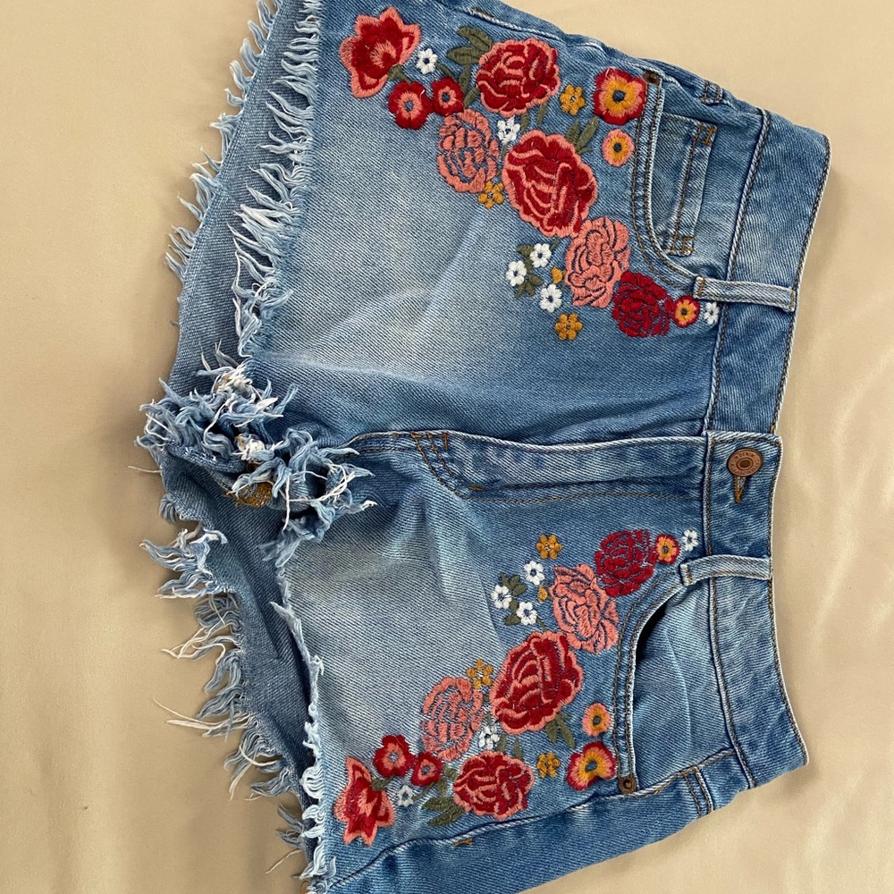 Forever 21 Embroidered Jean Shorts
